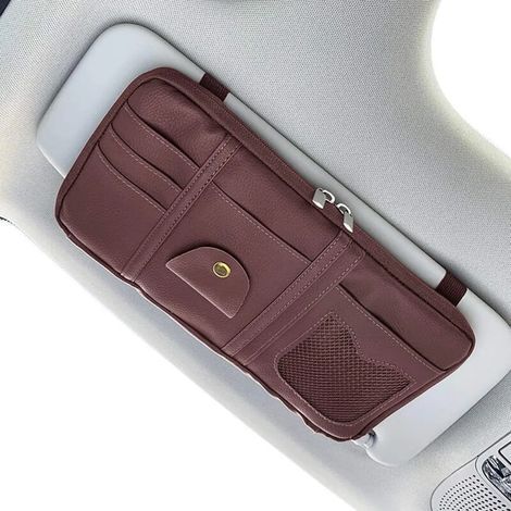 Pochette Pare-Soleil Auto Organiseur Multifonction Antidérapant Élastique Rangement Voiture Porte-CD Sac à Documents pour Téléphone, Lunettes de Soleil, Écouteurs (1/5)