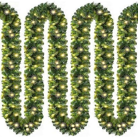 Weihnachtsgirlande mit Beleuchtung, 6 m, 60 LEDs, beleuchtet für drinnen und draußen, grün, warmweiß (1/5)