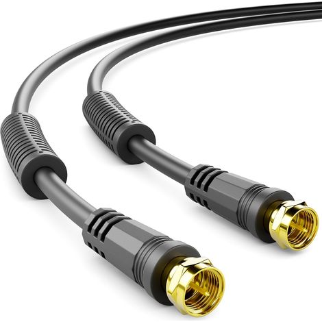 1m SAT TV Câble Antenne Coaxial HDTV Blindage 4-fach DVB-S DVB-S2 Radio DAB Filtre Courant Gaine Noyau Ferrite - Noir (1/5)