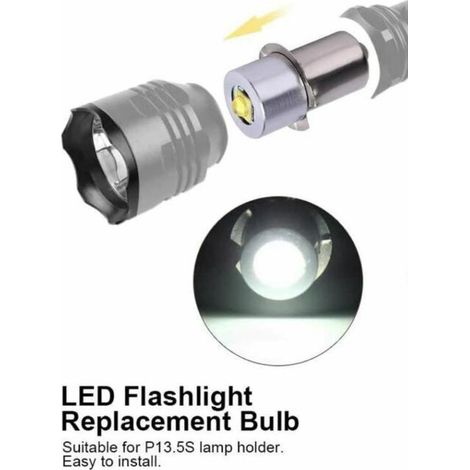 3W 3V/4.8V/6/7.2V/4-12V Ampoule LED de Rechange de Haute Luminosité P13.5S Ampoule de Remplacement 200250lm pour Lampe de Poche Torche Lampe de travail d'urgence (1/3)