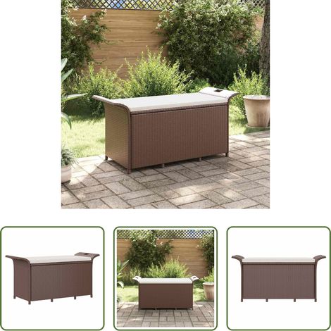 Rattan - Gartenbank mit Kissen Braun 116x46x57 cm Poly Rattan (1/5)