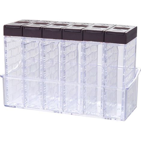 Bardusch - Lot de 6 pots épices plastique avec plateau, idéal camping/barbecue/cuisine familiale (1/4)