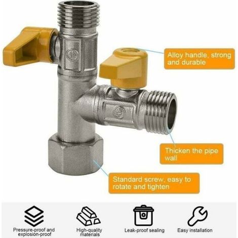 Vanne 3 Voies - Laiton G1/2 - Pour Douche - 90x85 mm - 1 Pièce (1/4)