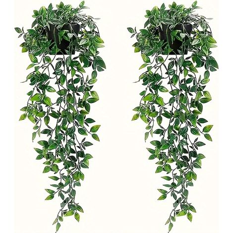 2 plantes artificielles — Mandevilla retombante idéales pour la décoration de la salle de bain et du salon. (1/5)