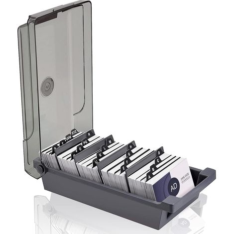 Boîte de rangement pour cartes de visite avec 4 séparateurs et index AZ, capacité de 500 cartes