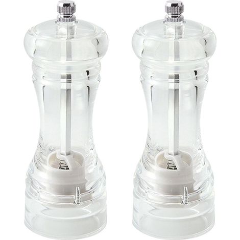 Moulin à sel et poivre en acrylique transparent, rechargeable, sel de mer, boîte de 12,7 cm (5 po) couleur (1/5)