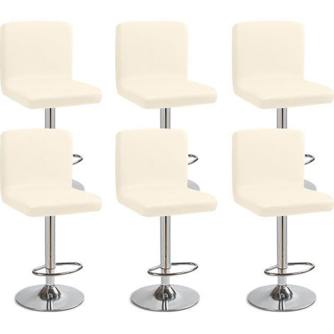 Barhockerbezüge 6er Set Cremeweiß Stretch Hussen für Bar & Esszimmer (1/5)
