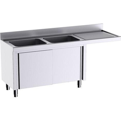 Meuble pour plonges L.1400mm avec Portes Coulissantes et Espace pour Lave-vaisselle - Distform