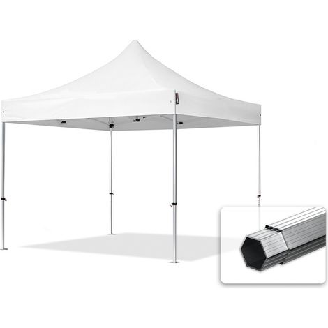 3x3m Pop Up Gazebo PROFESSIONAL Aluminium 40 mm, fire resistant, white Long-Life PVC
