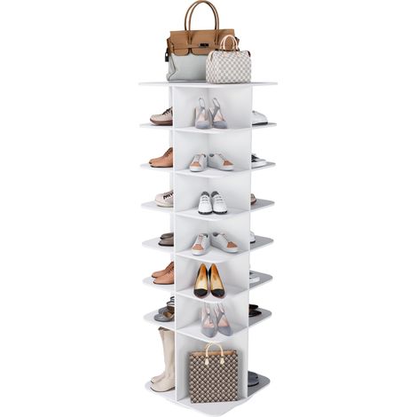 Tour à chaussures rotative à 7 niveaux, organisateur de chaussures autoportant pivotant à 360°, tour d’étagère à chaussures sur pied haut, plateau tournant de rangement, pour 28 paires de chaussures ( (1/5)