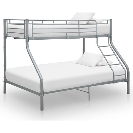 Bunk Bed Grey Powder-Coated Steel Twin and Full Durable vidaXL (1/5)