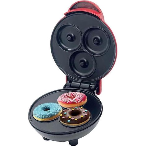 Machine à beignets électrique, moule antiadhésif pour 3 beignets, idéale pour les goûters et petits-déjeuners à la maison (prise américaine). (1/5)