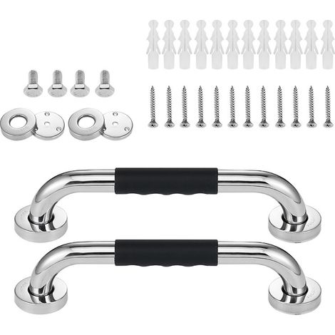 Barre d'Appui WC, 30cm Lot de 2 Antidérapante Barre d'Appui de Salle de Bain, Barres Douche Baignoire Main Courante Inoxydable Maintien Poignée Douche Âgées/Handicapées/Enfants/Enceinte