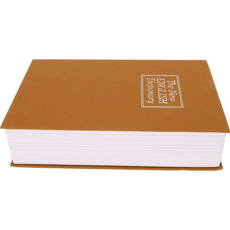Petit coffre-fort en forme de livre, boîte de rangement pour argent, pièces et cartes avec serrure à combinaison, marron (1/5)