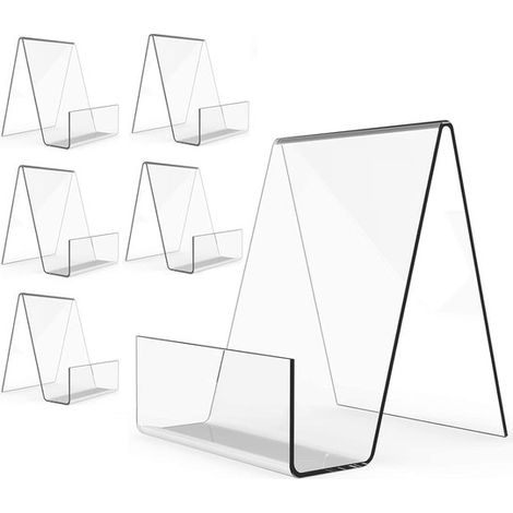 Supporto per libri in acrilico con bordo, 6 pezzi, supporto di presentazione in acrilico trasparente da 10 cm, cavalletto, supporto trasparente, porta tablet (1/5)