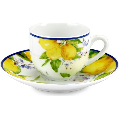Fade set caffè Soraya porcellana fine decoro limoni 90 ml