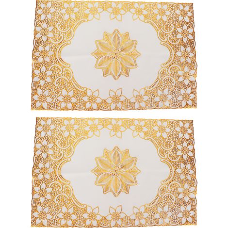 Lot de 2 sets de table en PVC doré (30 x 45 cm), dessous de verre, style 2, pour la cuisine ou la décoration de mariage. (1/5)