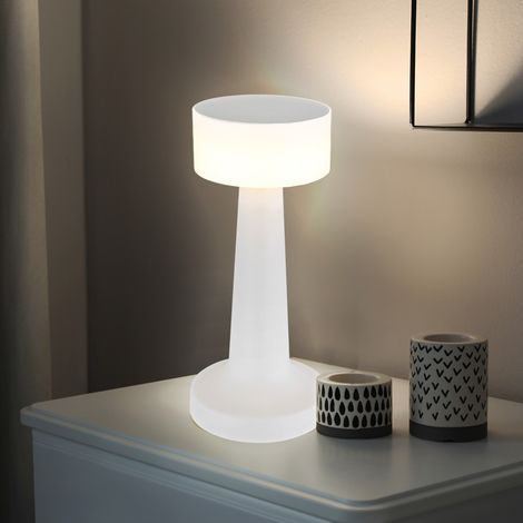 Tischleuchte Schreibtischlampe Tischlampe Leseleuchte Wohnzimmerlampe, Kunststoff weiß, Akku USB dimmbar CCT, 1x LED 1W 55Lm warmweiß-kaltweiß, H 21,5 cm