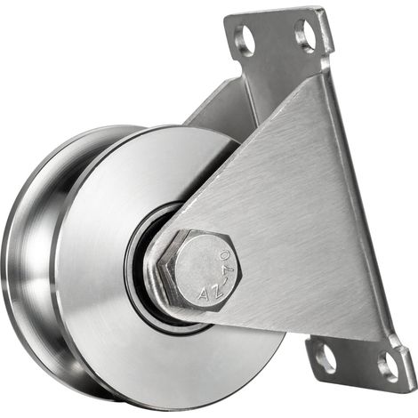 Poulie de renvoi avec 2 roulements à billes - En acier inoxydable - Poulie de 68 mm - Pour cordes de 16 mm - Charge maximale: 800 kg - 1 pièce (1/5)
