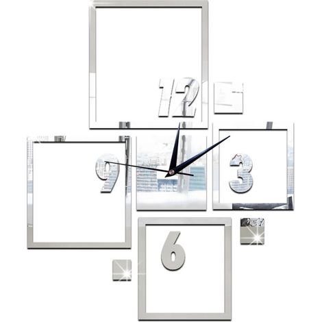 1 Horloge murale, Miroir 3D, Acrylique, 60x50cm, Grand chiffre,, Salon, Chambre (1/5)
