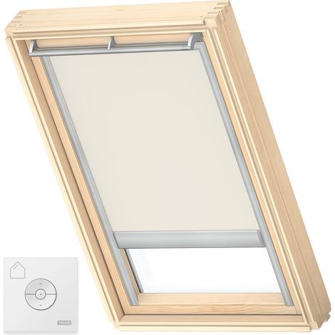 VELUX Store Occultant à Énergie Solaire (DSL), version précédente, cadre argenté, MK04 Beige Clair