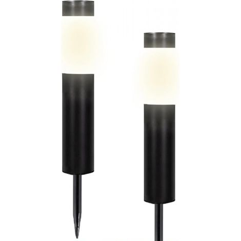 Lampes solaires d'extérieur, lampes de jardin solaires d'extérieur en acier inoxydable, noires (paquet de 2) (1/5)