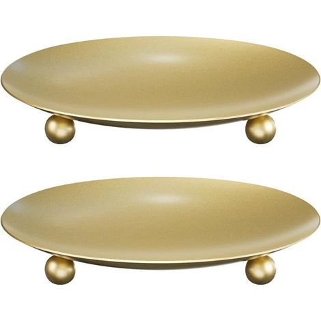 Ecleanfy - Bougeoirs en fer forgé - Lot de 2 - Doré - Compacts et sobres - Idéaux pour les décorations de fêtes et la décoration intérieure