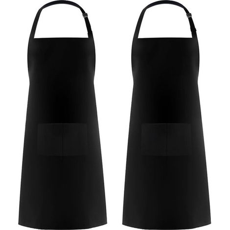 Set di 2 grembiuli da cucina con tasche, grembiule da cucina idrorepellente e oleorepellente, verde scuro, verde chiaro, 72 x 68 cm, grembiule da catering in poliestere, da vasaio (1/5)