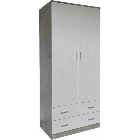 ARMADIO SPACE 2+2C CEMENTO/BIANCO F. 80X52X190CM