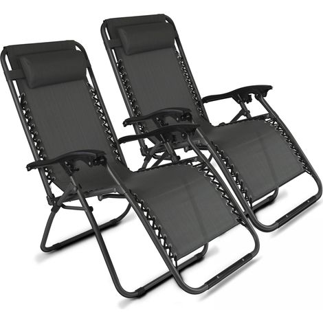 Lot de 2 fauteuils lounge en acier gris