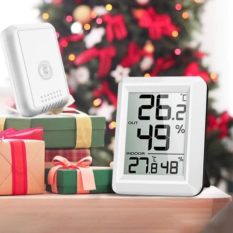 Termometro per interni ed esterni, termometro intelligente con sensore esterno wireless, termometro e igrometro digitale con ampio schermo LCD, commutazione ℃/℉, per ufficio, casa, camera da letto, 67 (1/3)