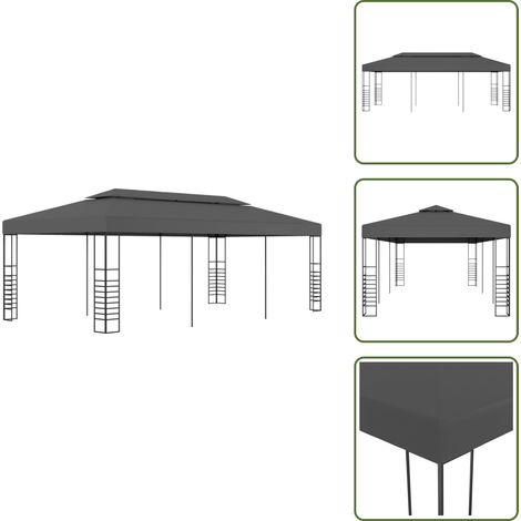 Tonnelle de jardin 3 x 6 m Anthracite - Tente De Jardin - Tonnelle De Jardin - Abri Solaire - Gazebo - Parasol De Jardin (1/5)