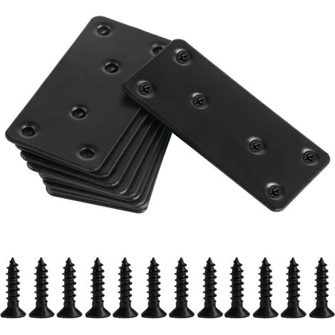 [NIE BENUTZT]10 Stück Lochbleche, Eckstreben, Holzverbinder, Edelstahl-Flachverbinder, Reparaturverbinder, Lochflacheisen, mit 60 Schrauben, 80x40x1,7mm