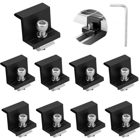 Lot de 8 pinces pour panneau solaire - 30 mm - Noir - Kit de fixation en Z pour panneau solaire, fixations solaires pour toits, murs, bateaux, camping-cars (1/5)