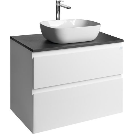ALTAIR Meuble sous-vasque avec planche 78,5 cm, blanc/ardoise anthracite (1/4)
