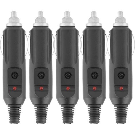 Lot de 5 prises allume-cigare mâles 12V/24V pour voiture avec témoin lumineux (1/5)