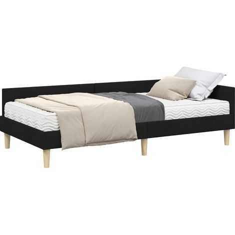 Corner Bed Frame with Mattress with Mattress 2 pcs Green Fabric vidaXL (1/5)