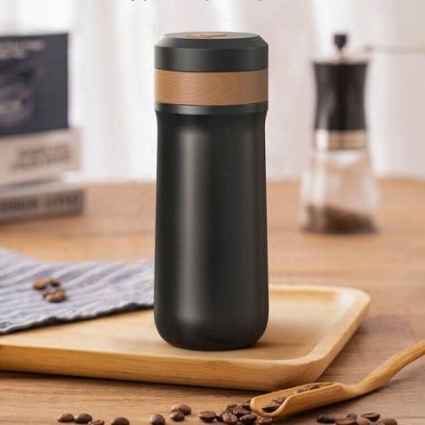 Isolierbecher mit French-Press-System, tragbare Kaffeepresse, auslaufsichere Edelstahlflasche
