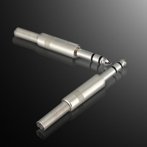 5 Pièces Connecteur Jack Mâle 6.35mm Stéréo Doré pour Câble Audio Hi-Fi (1/2)