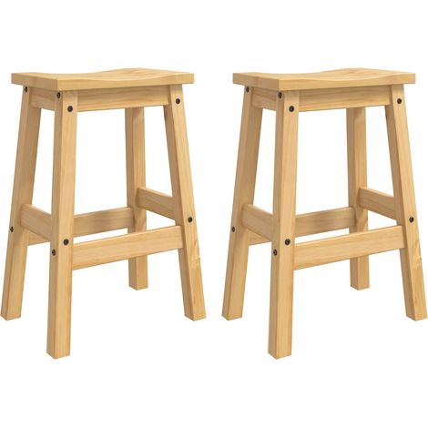Barhocker 2 pcs Honigwachs 44 x 30 x 63 cm Massiv-Kiefer VidaXL