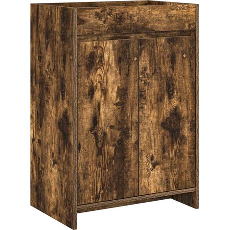 Mobiletto da Bagno Sotto Lavabo Rovere Fumo 56 x 37,5 x 81 cm vidaXL