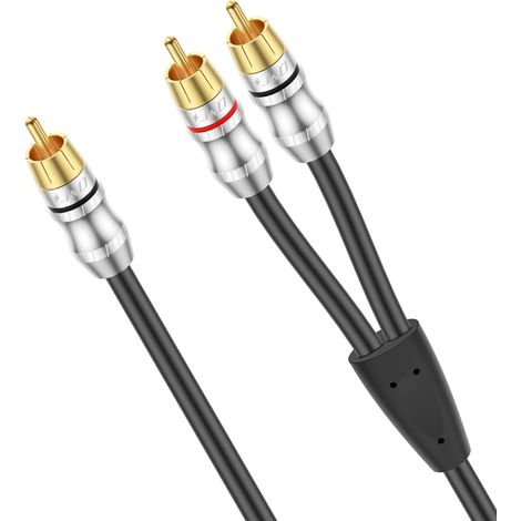 Câble RCA, 1 Mâle RCA vers 2 Mâle RCA Câble Diviseur Y Audio Stéréo Numérique pour Caisson de Basse, Cinéma Maison, Cordon de Subwoofer, 0,3 Mètre (1/5)