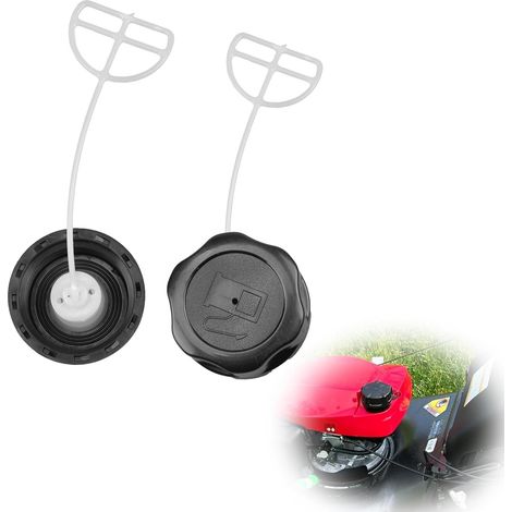 Lawnmower Fuel Tank Caps, 2PCS Gasoline Caps, Tank Caps, Compatible with Lawnmower and Brushcutter Engines, Black (1/5)