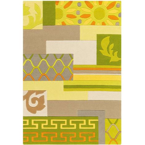 Tapis sam 4165 naturel vert jaune - 170 x 240 cm