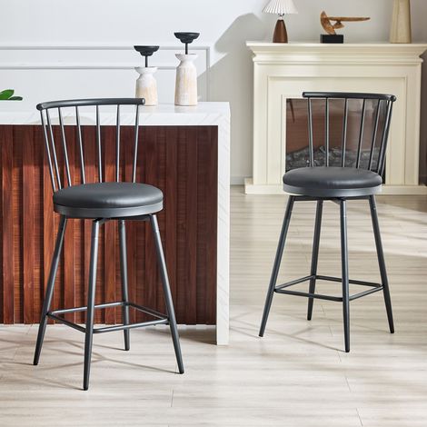 Tabouret de bar moderne en métal de style Windsor avec assise rembourrée, idéal pour les îlots de cuisine, les bars et les restaurants tabouret de bar de style industriel à hauteur de bar style vint (1/5)