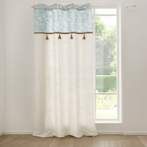 Rideau a oeillets 140 x 240 cm coton/polyester + pompon Hera (1/5)