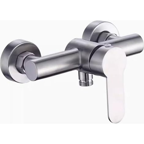 Acier inoxydable brossé Robinet de douche 4 trous avec inverseur, robinet de salle de bain mural pour baignoire, douche et bidet, usage intérieur/extérieur, argent (1/5)