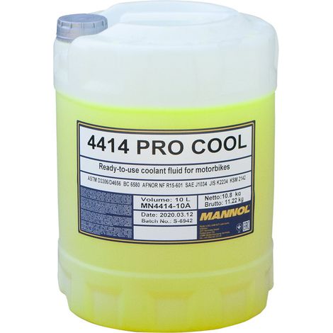 Líquido refrigerante MANNOL PRO COOL 10L, calidad alemana, para quads, coches, scooters y motos de cross. (1/2)