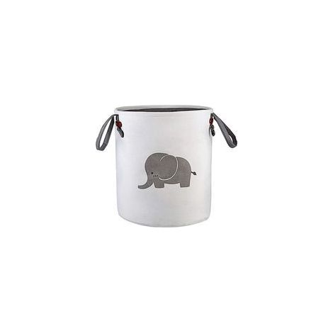 Panier rangement pliable coton gris – Éléphant, jouets, bébé, déco (1/5)