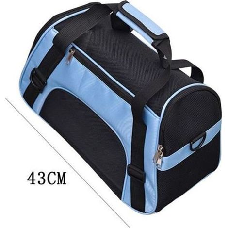 Borsa trasportino per animali domestici, 43x21x30 cm, blu, piccola, per gatti, gattini, cuccioli e cani di piccola taglia. (1/4)